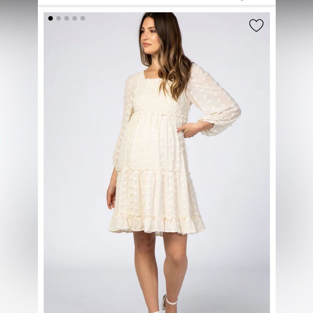 Ivory Swiss Dot Long Sleeve Maternity Dress